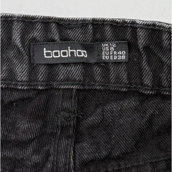 Boohoo Women’s Tapered Black 100% Cotton High Rise Jeans Sz 8 Mom Jeans 90’s - Picture 4 of 9
